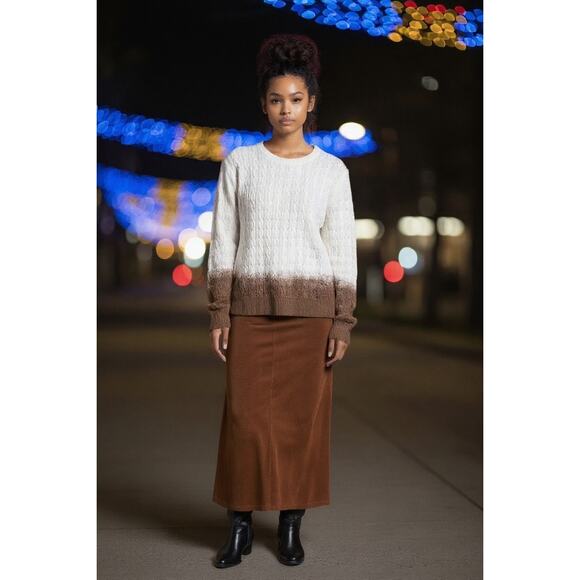 Tommy Hilfiger Cable Chain Sweater White / Tan XL New With Tags Preppy Casual - Picture 1 of 9